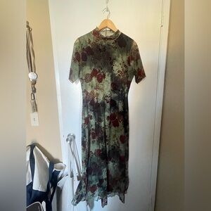 Disturbia Rosaleigh Flock Velour Mesh Short Sleeved Midaxi Dress Size 10